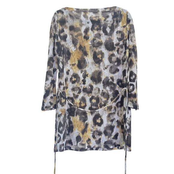 Maryan Mehlhorn Womens Swim Cover-Up Animal Print Sheer Belted Mini Dress Size S - Picture 2 of 8